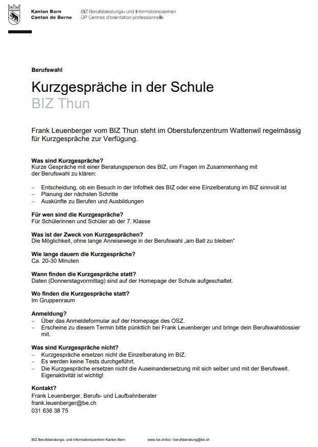 Info Kurzgespräch